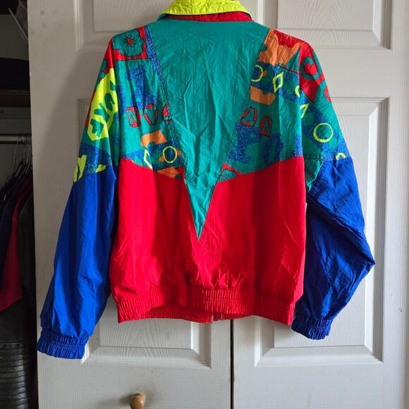 Colourful 80s windbreaker jacket jacket - Picture 2 of 3